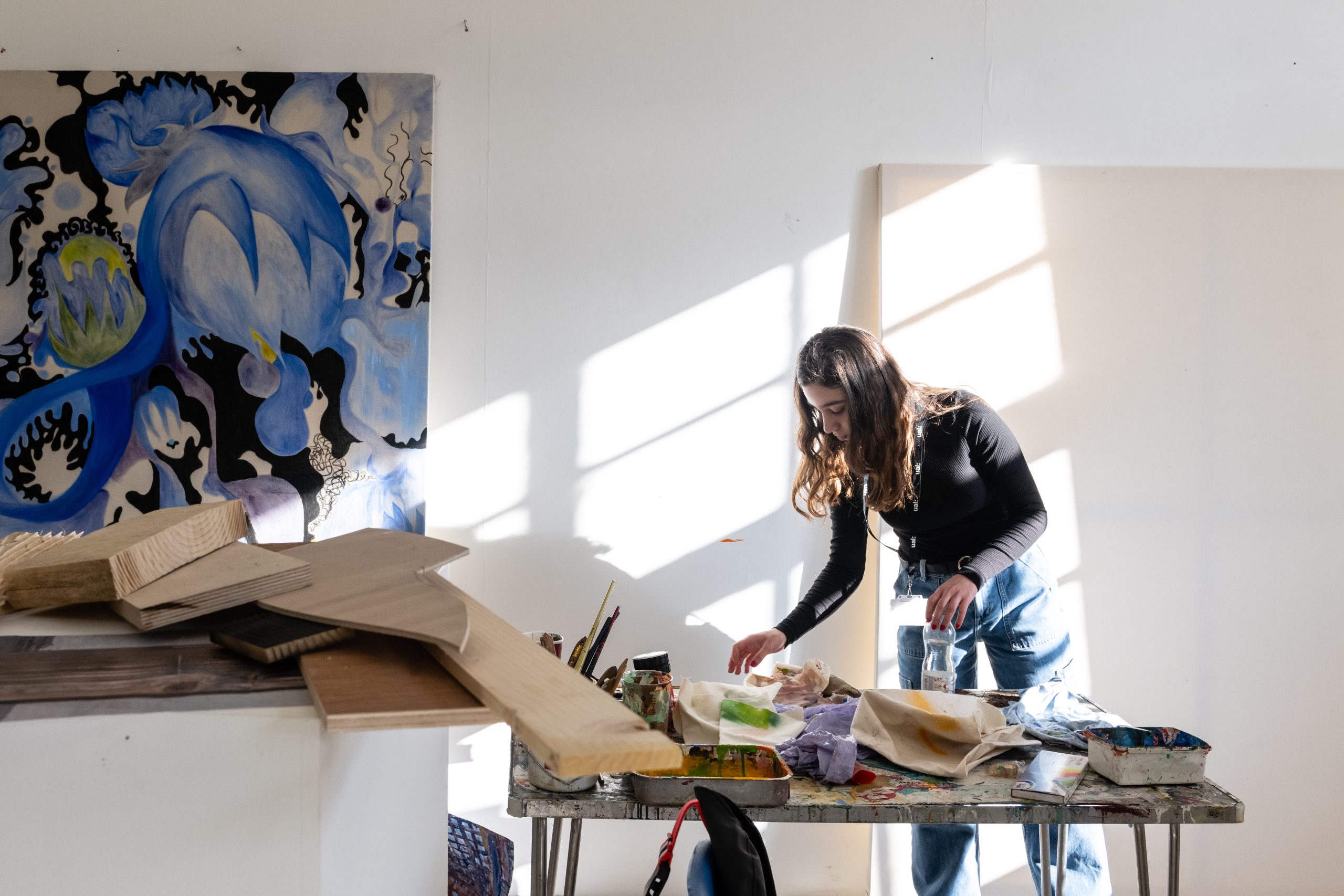 Student working in Studio in Chelsea College of Arts